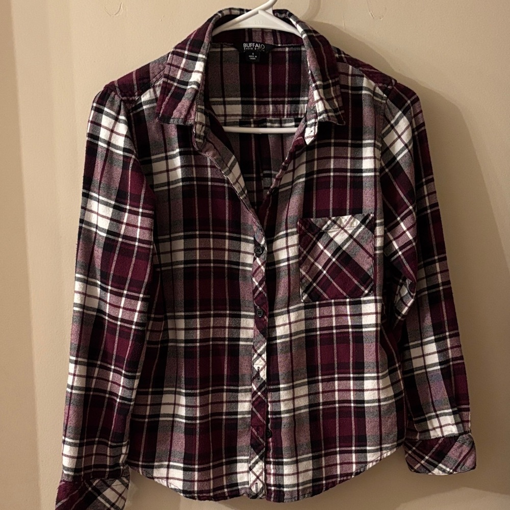 Buffalo David Bitton Burgundy Plaid Shirt